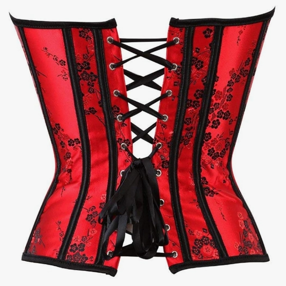 Red And Black Floral Corset Bustier Shapewear Body Shaper.  Size 6XL. - Picture 3 of 5